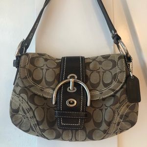Coach Purse Logo Fabric and Leather Brown  Handbag